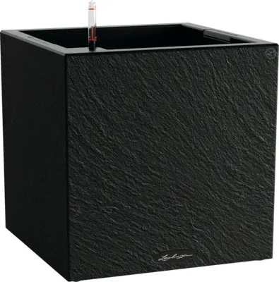 Obrázek produktu pro Samozavlažovací květináč Lechuza Canto Slatestone 40 x 40 x 40,8 cm grafitově černý včetně zavlažovacího systému, vložky na rostliny a ukazatele hladiny vody