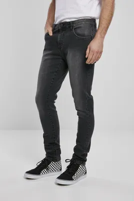 Produktbild von Urban Classics Hose Slim Fit Zip Jeans Real Black Washed-32/34