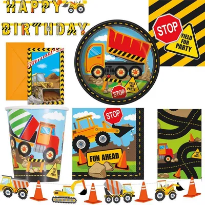 Produktbild von Partyset Baustellen Geburtstag Deko Bagger Kindergeburtstag