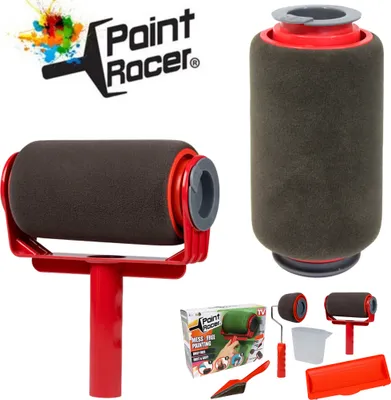 Produktbild von Paint Racer befüllbarer Farbroller inkl. Kantenroller, Farbroller mit Tank, Maler Set Multifunktion, Eckenstreicher