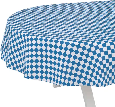 Produktbild von Tischdecke oldscool Karo Blau Oval 280x140cm Schnittkante Wachstuch abwaschbar