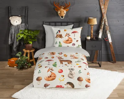 Productafbeelding van Good Morning Kinderdekbedovertrek "dieren" - Multi - (135x200 cm) - Katoen Flanel