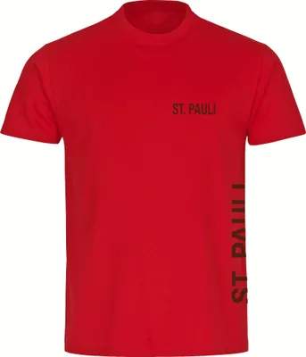 Produktbild von multifanshop Herren T-Shirt - St. Pauli - Brust & Seite, rot, Größe 3XL