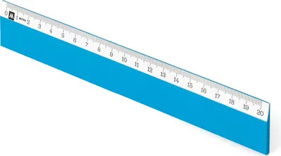 Immagine prodotto di Metrie | Righello in legno Scholar-W20PB azzurro con striscia bianca sotto la scala graduata | 20 cm
