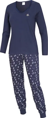 Produktbild von KB Schlafanzug Damen langarm lange Hose Nachtwäsche dunkelblau M