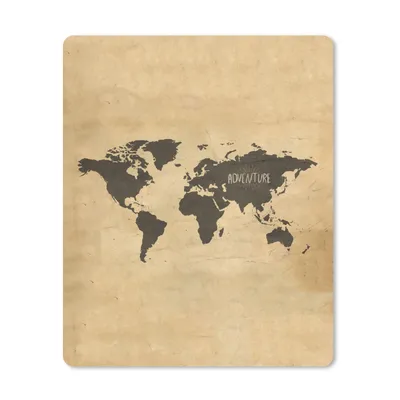Produktbild von MuchoWow® Mauspad Mousepad Weltkarte - Vintage - Zitat 30x40 cm - Mousepads - Maus Mat - Pad - Mausunterlage - Mausmatten