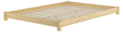 Produktbild von Flaches Futon-Doppelbett Bodenbett  Niedrigbett 160x200 Kiefer massiv V-60.51-16Rollrost inkl.