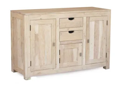 Image de MASSIVMOEBEL24 | Buffet 130x45 Acacia blanchi Blanc NATURE WHITE #86