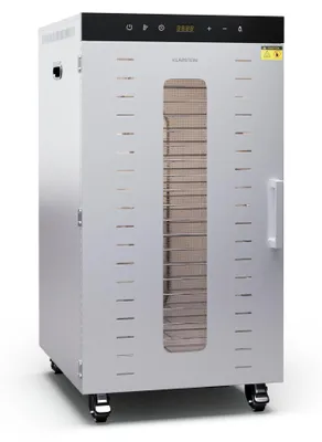 Produktbild von Klarstein Dörrautomat Edelstahl – 2.000-W-Dörrgerät, 20 Edelstahl-Einlegeböden, 30–90 °C, 24-Stunden-Timer, 3 Ventilatoren, 50–55 dB, ideal für Obst, Gemüse, Fleisch & Kräuter, Silber