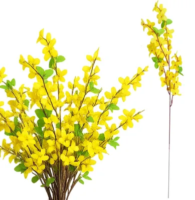 Produktbild von Künstliche Forsythie Deko Zweige 10er Set 51 cm Gelb Kunstblumen Dekozweige Frühlingsdeko Vase Gesteck