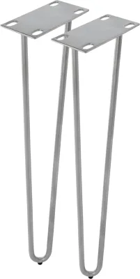 Produktbild von Tischgestell in Hairpin-Form | 4er Set | Eisen Silber lackiert | Tischbeine für Esstische, Schreibtische & Arbeitstische | Metallgestell für DIY-Projekte | Industrial-Design