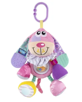 Image de Playgro - Chien suspendu avec jouets à mordiller rose