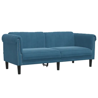 Image de vidaXL Canapé 2 places bleu velours