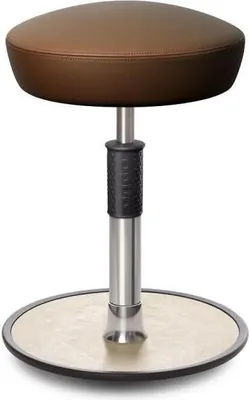 Produktbild von Sitz- Stehhocker Free Regular Hutsitz Boxmark Leder Braun chrom /cremeweiß.