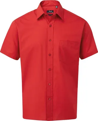 Produktbild von Premier Herren Popelin-Hemd, kurzärmlig PC3227 (43,5cm) (Rot)