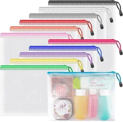 Produktbild von Gelbe transparente A5-Plastikdokumententaschen mit Reißverschluss - Wasserfest - Ideal für Dokumente, Schulausrüstung, Prüfungsunterlagen, Reisegepäck, 12 Stück