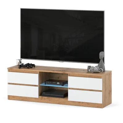 Zdjęcie produktu dla Szafka RTV 138 cm AGA wotan biała matowa pod telewizor 4 szuflady do salonu