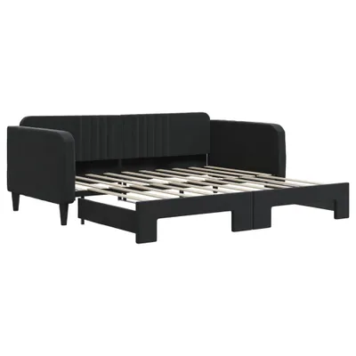 Image de vidaXL Lit de jour extensible noir 90x190 cm velours