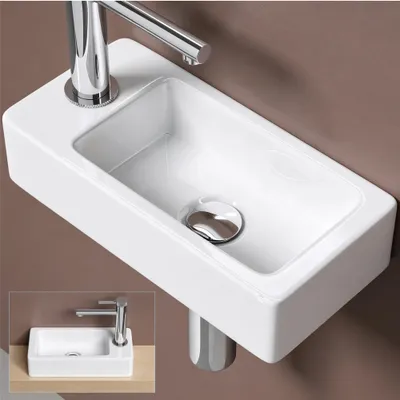 Produktbild von doporro Waschbecken 36x18x9,5cm Hängewaschbecken aus Keramik in weiß inkl. Nano-Versiegelung Brüssel3053R