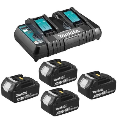 Produktbild von Makita Power Source Kit 18 V mit 4x BL 1830 B Akku 3,0 Ah + DC 18 RD Doppelladegerät ( 197720-6 ) + Makpac