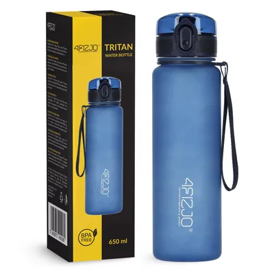 Produktbild von 4FIZJO Sportflasche 650 ml, Tritan, auslaufsicher, Fitness, Reisen, Training, blau