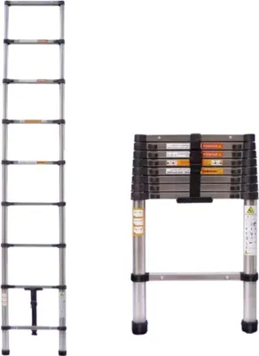 Immagine prodotto di Guida telescopica Quorin Luxe – 190 cm – Acciaio inossidabile – Scala pieghevole – Portatile ed estensibile – Carico massimo 150 kg – EN131