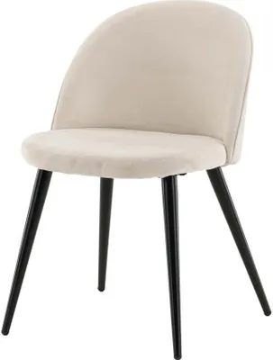 Produktbild von FURNLUX Esszimmerstuhl Samt Beige Und Schwarz 50cm / Hauptfarbe: Beige / Abmessungen: 50 x 57 x 77 cm