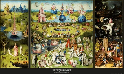 Obrázek produktu pro Hieronymus Bosch Art Print Obraz - Zahrada pozemských rozkoší, 1500 (60 x 100 cm)