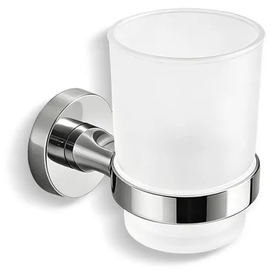 Produktbild von Zahnbürstenhalter Edelstahl gebürstet mit satiniertem Glas silber Wandmontage