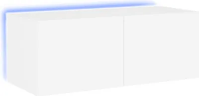 Image de vidaXL Armoire TV murale avec lampes LED blanc 80x35x31 cm