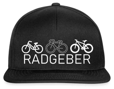 Produktbild von Spreadshirt Radgeber | Fahrradhumor Snapback Cap, One size, Schwarz/Schwarz
