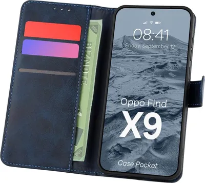 Produktbild von Handyhülle mit Klappe für Oppo Find X9, Bizon Case Pocket, Dunkelblau
