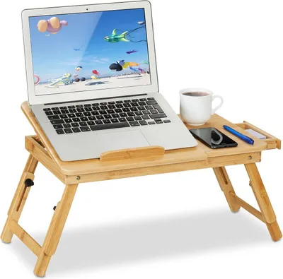 Immagine prodotto di Supporto pieghevole per laptop in bambù - Comodino regolabile