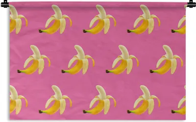 Produktbild von MuchoWow® Wandteppich Wandbehang Banane - Muster - Rosa 60x40 cm Tapisserie Dekoration Wandtuch - Wanddekorationen