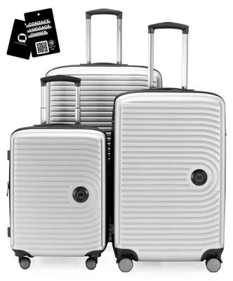 Immagine prodotto di Hauptstadtkoffer MITTE - Set di valigie 3 misure + etichetta digitale per bagagli, trolley da viaggio con espansione XL Set di valigie Bagaglio da stiva, bianco opaco