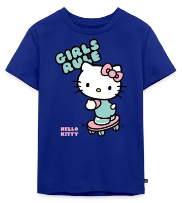 Produktbild von Spreadshirt Hello Kitty Auf Skateboard Girls Rule Kinder Premium T-Shirt, 122/128 (6 Jahre), Royalblau