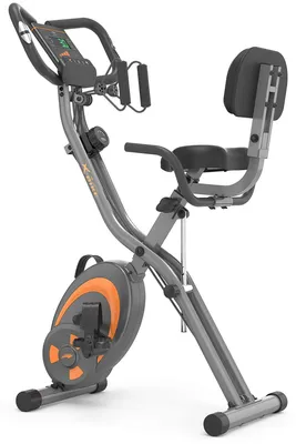 Image de Vélo d'appartement pliable - 12 niveaux de résistance magnétique - Acier au carbone - Avec bandes de résistance pour les bras et écran LCD