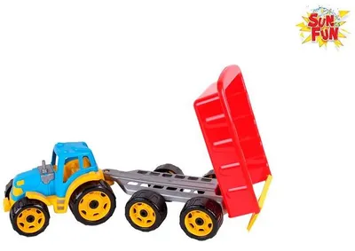 Produktbild von TechnoK 3442 Traktor mit Anhänger, Größe 54 x 17,5 x 16 cm, Mehrfarbig