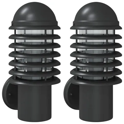 Image de vidaXL Lampes murales d'extérieur 2 pcs. noir acier inoxydable