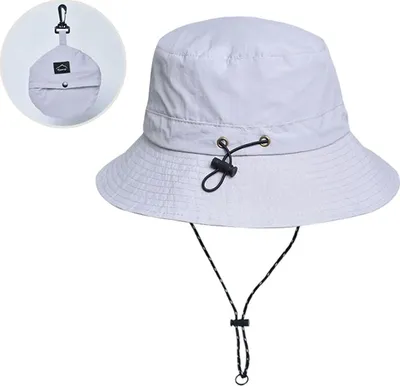 Produktbild von Bucket Hat Faltbarer Wasserdichter Sonnenhut Kordelzug Outdoor Sonne Fischer Strandhut Dschungel Wandern Boonie Hut Fischerhut Schnelltrocknend Mann Frauen (Hellgrau)