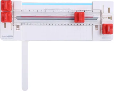 Obrázek produktu pro KW-trio mini řezačka papíru 4 v 1, rotační řezačka, délka řezu 23 cm pro šířku papíru A3, A4, stolní řezačka papíru s pomocnými pravítky pro rovné, vlnité, přerušované čáry, skládané čáry, řemeslný papír, fotografie, přání, scrapbooking, kancelářské a domácí použití