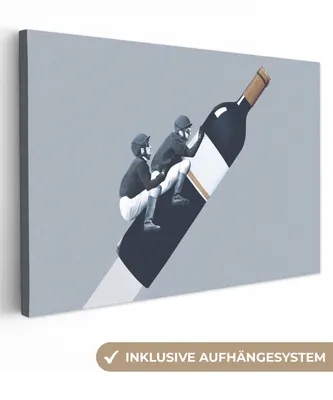 Produktbild von MuchoWow® - Leinwandbilder - Flasche - Männer - Vintage, Wandbild, Wanddeko Bilder Wohnzimmer, 120x80 cm