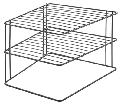 Image de Étagère d'angle à 2 niveaux avec compartiments et support à assiettes