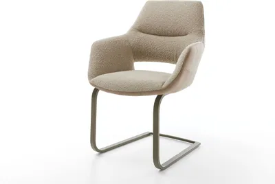 Produktbild von DELIFE Freischwinger Yago-Flex mit Armlehnen Materialmix Schlamm Freischwinger flach Effektfinish Titan Taschenfederkern