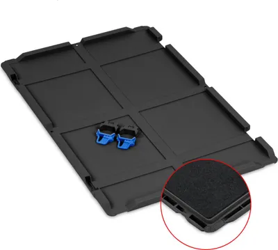 Produktbild von Scharnierdeckel Set Eurobox NextGen mit Schaumstoff und 2 blaue Schiebeschnappverschlüsse | BxT 40x60cm | Schwarz | Eurobehälter, Transportbox, Transportbehälter, Stapelbehälter