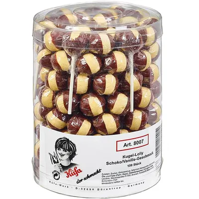 Obrázok produktu pre Küfa guľôčkové lízatko s príchuťou čokolády a vanilky 100 ks 1800g