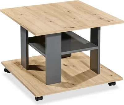 Obrázek produktu pro Couchtisch >Jella< 4 Rollen, Artisan Eiche Imitace, anthrazit - 60x45x60cm (BxHxT)
