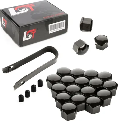 Produktbild von 20x Radschrauben Kappen 17 mm schwarz für ALFA ROMEO FIAT LANCIA SUBARU TOYOTA