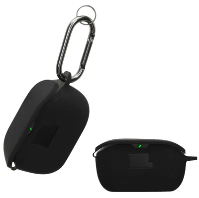 Produktbild von kwmobile Schutzhülle für JBL Vibe Buds Hülle - TPU Silikon Case für Kopfhörer Ladecase - stoßfestes Cover mit Karabiner - Schwarz