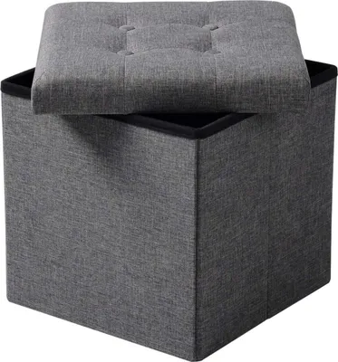 Produktbild von Happyment® Hocker Zazu – Hocker mit Stauraum – Aufbewahrungsbank SitzHocker – Dunkelgrau – Sitzkiste mit Deckel – 50x35x45 cm